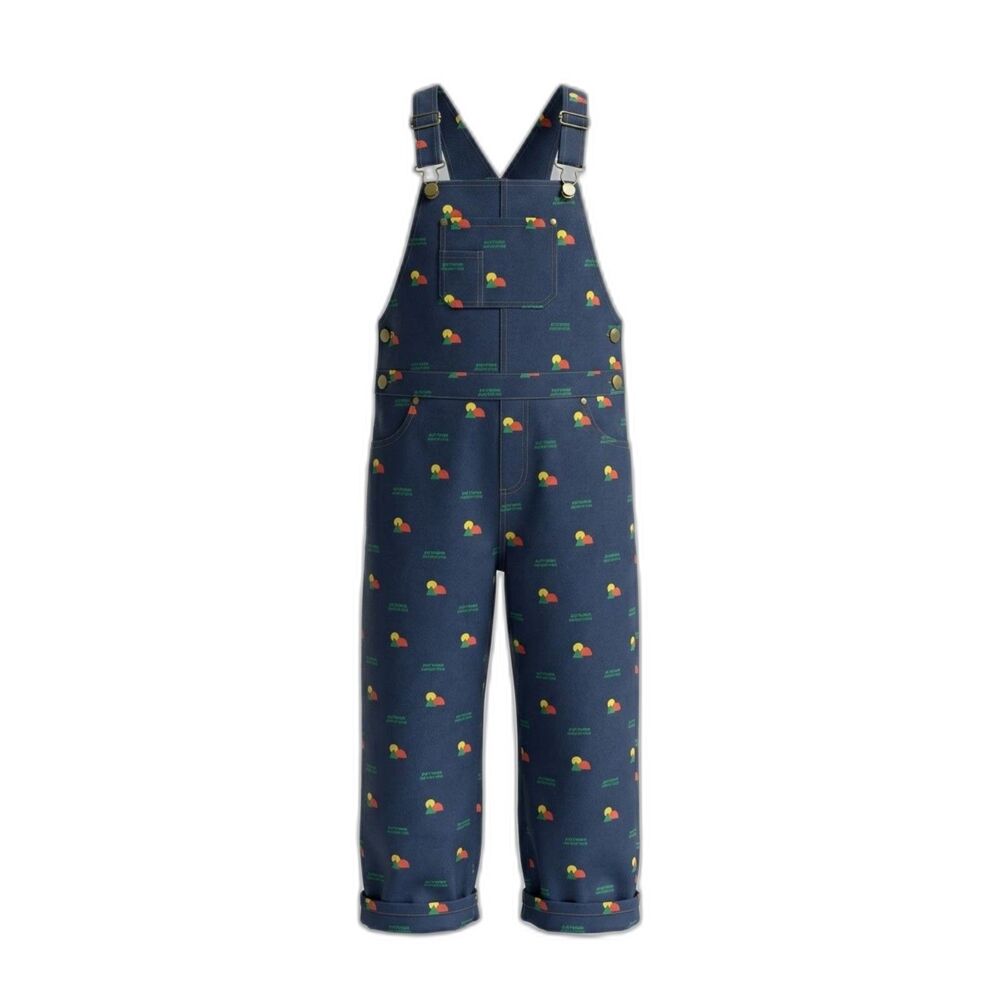 The Sunday Collective Navy Blue Print Overalls Dungarees Indie Hipster 8-9